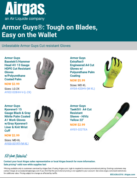 Armor Guys Sale! ANSI Cut Level A4 Gloves starting at just $2.99!