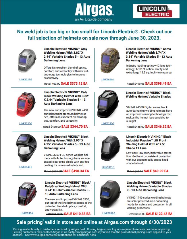 Save Big with our Lincoln Electric® Helmet Sale
