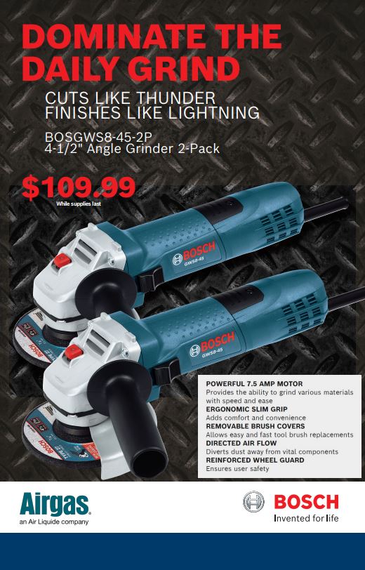 Save over $60 on a BOSCH Angle Grinder 2-Pack!  **While Supplies Last**