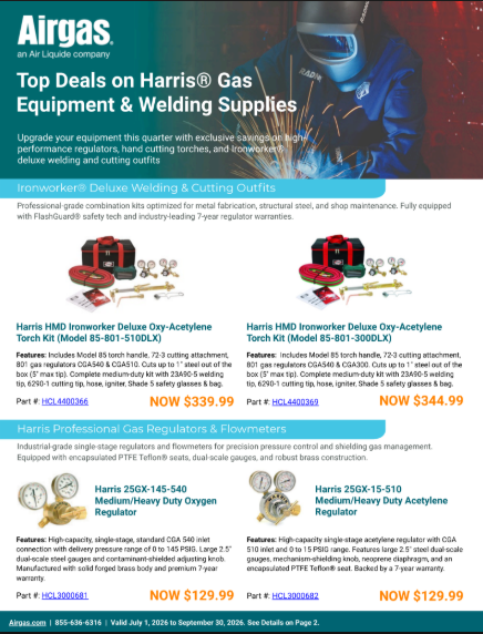 Shop our Harris Sale and Save Over $100 on Select Ironworker Cutting & Welding Outfits!