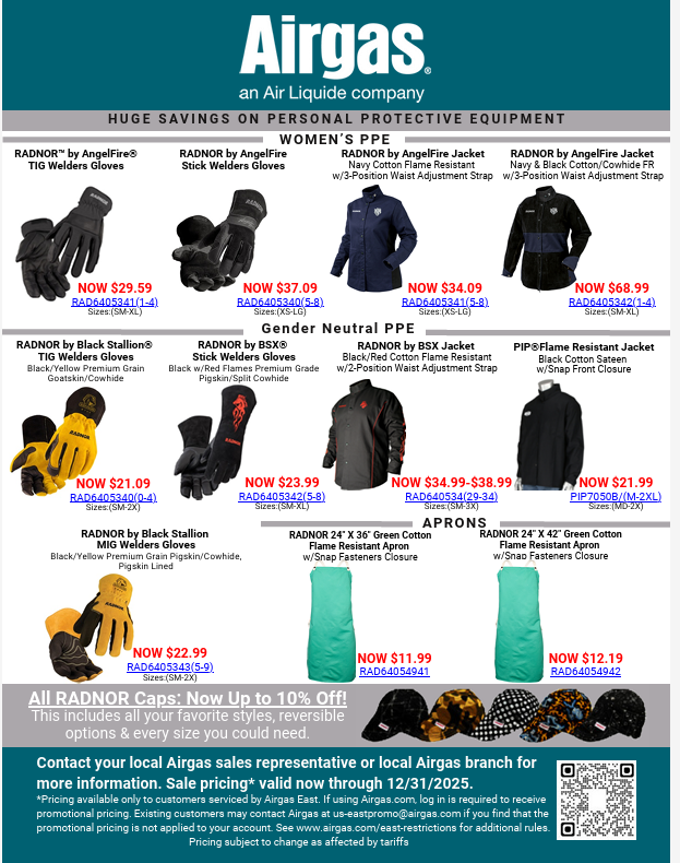 Get Huge Savings on Men's and Women's Welding Personal Protective Equipment!