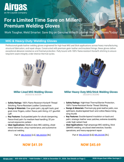 Work Tougher, Weld Smarter. Save Big on Genuine Miller® Leather Welding Gloves Today!