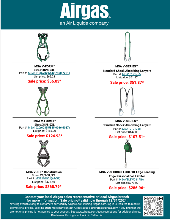 Keep your workers safe with MSA fall protection equipment, now on sale!